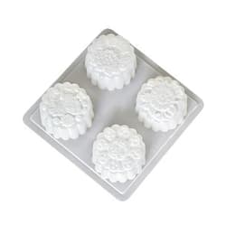 Fidt 4 Cavity Non-stick Silicone Fondant Cake Mooncake Mold Chocolate Muffin Cupcake Mould DIY Bakeware Mid-Autumn Festival Moon Cake Mould Handmade Baking Mold for Cookie Biscuit Chocolate Pumpkin Pie