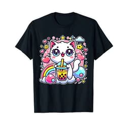 Kawaii Anime Shirts Cute Cat Boba Tea Bubble Tea Anime Kawaii Neko Gift Idea T-Shirt