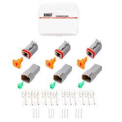 BIHAIT Deutsch 4 Pin DT Connector Kit, Gray Waterproof DT Connector 4 Pin, Size 16 Stamped Contacts for Truck, Off-Road Vehicles, Construction, Agriculture, Marine, Motorcycle Wiring-3 Sets