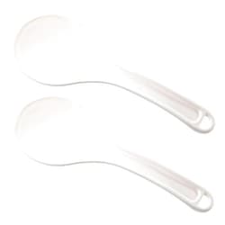 Aiyorse 2 Pcs Plastic Rice Paddle, Non-stick Rice Spoon White Rice Spatula for Kitchen Rice Cooker Shovel Rice Serving Spoon 8.5 Inch Restaurant Cooking Utensil Multicooker (White)
