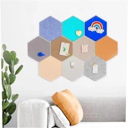 Generic Hexagon Felt Bulletin Board Tiles Memo Notice Cork Pin Board Pack of 10 Soundproof Wall Panels for Photos Memos (Color : Style1) (Style1)