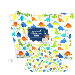 KeaBabies Toddler Pillowcase for 13X18 Pillow - Organic Toddler Pillow Case for Boy, Kids - 100% Natural Cotton Pillowcase for Miniature Sleepy Pillows - Pillow Sold Separately (Happy Dino)