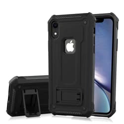 ZHANGJIALI Jiali Phone Cover Multi-Functional Fashion Personalized Cell Phone Cases & Covers Shockproof PC + TPU Armor Protective Case for iPhone XR, with Holder(Black) (Color : Black)