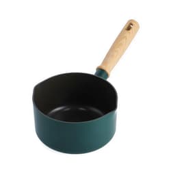 GreenPan Hudson Healthy Ceramic Nonstick, 1.75QT Saucepan Pot, Vintage Wood Inspired Handle, PFAS-Free, Dishwasher Safe, Forest Green