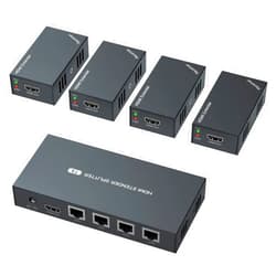 PWAYTEK HDMI Extender Splitter 1x4 1080P@60Hz Over Cat 5E/6/7 Ethernet Cable 50m (165ft) Support EDID Copy POC Function (1 in 4 Out)