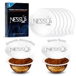 Nessus Foil Seals Lid for Reusable Nespresso Vertuo Pods, Refillable Capsule Aluminum Foil Lids Sticker with Coffee Grounds Absorption Layer, Compatible with Nespresso VertuoLine Machine(60 pcs, 62mm)
