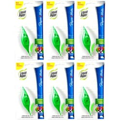 Paper Mate 660415 Liquid Paper DryLine Grip Correction Tape Dispenser, Pack of 6, Transparent Green Body, 1/5 inches Wide x 27.8 feet Long White Tape - Applies Dry, Rewrite Instantly - Swivel Tip