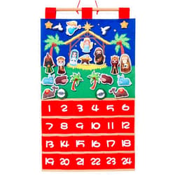 Timoo Nativity Advent Calendar 2024 Fabric Christmas Countdown Calendar for Kids Wall Christmas Advent Calendar with Pockets and 24 Unique Stuffed Figures