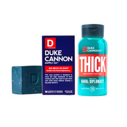 Duke Cannon Supply Co. Duke Cannon Naval Diplomacy Limited Edition WWII-Era Big Brick of Soap & THICK High-Viscosity Body Wash | Aquatic Scent | 10oz Triple-Milled Soap Bar & 17.5oz 3X Thicker Body Wash (2 Pack Bundle)