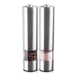 HAYNAH Marycan Electric Salt and Pepper Grinder Set with LED Light, Battery Operated - Stainless Steel Stand, Ceramic Grinders, Adjustable Coarseness