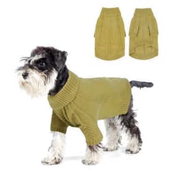 NACOCO Dog Knitted Sweater - Pet Classic Sweatshirt Cat Clothes Soft Thickening Winter Warm Knitwear Outfits Apparel for Small Medium Large Dog (Green, M)