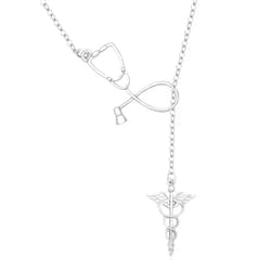 MANZHEN Medicine Stethoscope Caduceus Lariat Necklace for Doctor Nurse