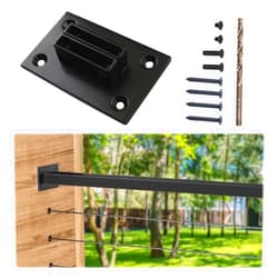 Muzata HT10 HL10 HT14 HL11 HL12 Flat Handrail Accessories - 2Pack End Brackets Universal Black Stainless Steel Handrail Support Wall Mount Base, HA34 BP4