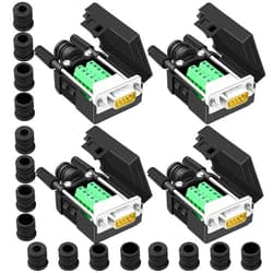 ANMBEST 4PCS DB9 Male Breakout Connector,DB9 Solderless RS232 D-SUB Serial to 9-pin Port Terminal Adapter Connector Breakout Board with Case Long Bolts Tail Pipe