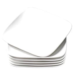 DELLING Appetizer Plates - 10 in Square Dinner Plates, White Dessert Plate, Dinnerware Dish Set for Dinner and Salad, Restaurant, Kitchen and Dinner Serving Platter Set,Set of 6