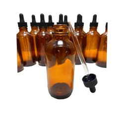 Dropper Stop® 4oz Amber Glass Dropper Bottles (120mL) with Tapered Glass Droppers - Pack of 42