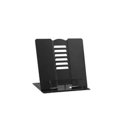MSDADA Small Desk Book Stand Metal Reading Rest Book Holder Adjustable Cookbook Documents Holder Portable Sturdy Bookstands for Recipes Textbooks Tablet Music Books(Black)