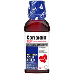 Coricidin HBP Liquid Cold & Flu Nighttime Cherry 12oz.