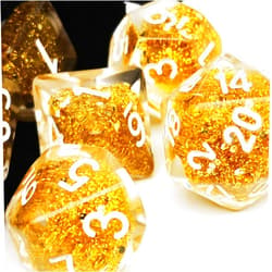 Haxtec Glitter DND Dice Set 7PCS Polyhedral D D Dice for Roleplaying Dice Games as Dungeons and Dragons-Gold Glitter Dice