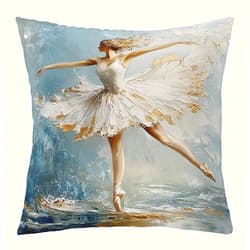 Erosebridal Ballet Pillow Cover Home Room Decor,Girls Ballerina Throw Pillow Cover 16x16 Inch for Sofa Bed Couch,Dance Ballet Cushion Cover,Oil Art Ballet Dancing Dress Decorative Pillow Cover