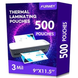 FURWEY 500 Pack Laminating Sheets, Holds 8.5 x 11 Inch Sheets, 3 mil, 9 x 11.5 Inches Thermal Laminating Pouches Lamination Sheet Paper for Laminator, Clear, Letter Size, Office and School Supplies