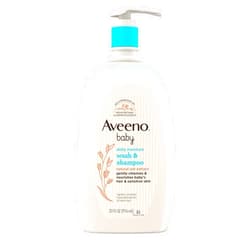 Aveeno Baby Daily Moisture Gentle Bath Wash & Shampoo with Natural Oat Extract, Hypoallergenic, Tear-Free & Paraben-Free Formula For Sensitive Hair & Skin, Lightly Scented, 33 fl. oz