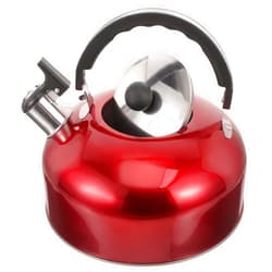 BESTonZON Whistling Tea Kettle Tea Bottle Stainless Steel Stovetop Teapot 4L Camping Water Kettle Kitchen Coffee Kettle Metal Water Pot with Cool Handle for Home Office Red