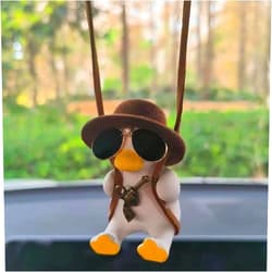 Generic Car Mirror Hanging Decoration, Swinging Duck Car Hanging Ornament, Rear View Mirror Accessories, Cute Car Accessories for Teens, Women, Men Car Pendant, Car Charm, Truck Decor (Style A)