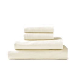 Brielle Home Flannel Sheet Set Cotton Soft Warm & Cozy Modern Chic with Elastic Deep Pockets, Full, Cream