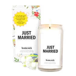 Homesick Scented Candles for Home (Just Married) - 13.75 oz Long-Lasting Soy Wax Blend Jar Candle Gifts for Weddings, 60-80 Hours Burn Time - Notes of Neroli Blossom, Amber & Creamy Musk