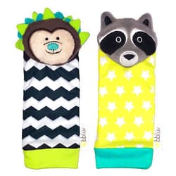 bblüv – Düo - Foot Finders - Fun and Colorful Baby Developmental Socks with Rattle (Fox and Owl)