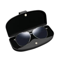KITUREK Car Sun Visor Sunglasses Case, Glasses Storage Protective Box, Eyewear Hard Shell Eyeglasses Organizer, Magnetic Closure&Double Card Clamp (Black)
