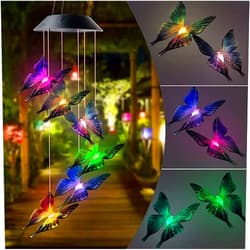 Rzzhgzq Birthday Gifts for Women Solar Wind Chimes Light,Butterfly,for Backyard Walkway Pathway Christmas Decoration Parties,Yard Decorations,Memorial Gifts,Gardening Gift