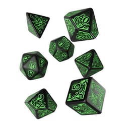 Q WORKSHOP Call Of Cthulhu black & green RPG Ornamented Dice Set 7 Polyhedral Pieces