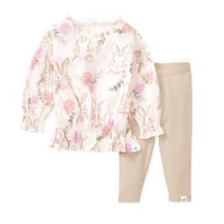 Burt's Bees Baby Baby Girls' Long Sleeve Top and Pant Set, 100% Organic Cotton