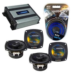 Harmony Audio HA-A400.4 Amp Bundle with (2) HA-R4 Speakers Compatible with Chevy Sprint: ER/Turbo 85-88 OEM Speaker Replacement