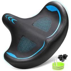 CDYWD Oversized Bike Seat for Men & Women Comfort, Extra Wide Bicycle Seat Cushion, Comfortable Wing Padded, Large Replacement Bike Saddle for Peloton Bike, Stationary Exercise Bike, City Bike, Ebike