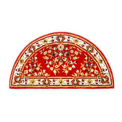 Minuteman International Burgundy Oriental Wool Hearth Rug, Half Round