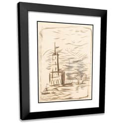 ArtDirect Zygmunt Waliszewski 15x18 Black Modern Frame and Double Matted Museum Art Print Titled - Sketch of a Landscape (1917-1920)