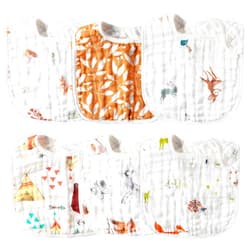 Zainpe 6Pcs Snap Muslin Cotton Baby Bibs Infants Feeding Bib Adjustable Burp Cloths Soft Drool Bibs for Toddlers Girl Boy
