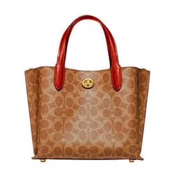COACH Coated Canvas Signature Willow Tote 24, Tan/Rust