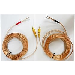 Iecables Pair of Gold Plated Metal RCA (Phono) Red/Black Connectors to Open 16 awg Speaker Wire Leads (Heavy Duty 16 Gauge Perfect for Amplifiers and Subwoofers) 25 Feet