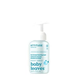 ATTITUDE 2-in-1 Hair and Body Foaming Baby Wash, EWG Verified Shampoo Soap, Dermatologically Tested, Made with Naturally Derived Ingredients, Vegan, Good Night, 10 Fl Oz