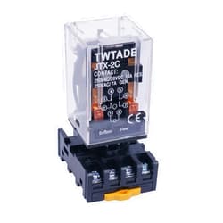 TWTADE/JTX-2C, MK2P-I DPDT Power Relay with Plug-in Terminal Socket Base, DC 24V Coil, 8 Pin 2NO 2NC DC 24V