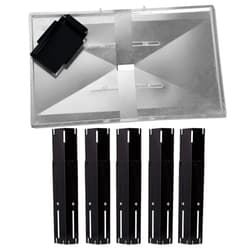 Outdoor Bazaar (27-30 inches Adjustable Grease Tray and 5-Pack Universal Heat Tent/Heat Plate/Heat Shield/Flame Tamer for BBQ Gas Grills, Universal Grill Replacement Parts Bundle