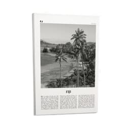 ZYSYML Fiji Print Black And White Ocean, Fiji Wall Art, Fiji Poster, Fiji Photo, Fiji Wall Decor, Suva Print, Vanuatu Art, Viti, Levu, Suva Canvas Wall Art Poster Ready to Hang Framed 12x18inch