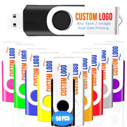 JBOS Custom USB Flash Drive 4GB 50 Pack Customized USB Thumb Drive, Customizable USB Drive Logo Print Promotional Favors, Branding with JBOS Personalized USB Stick, 50pcs Multiple Color Choice