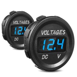BBTO 2 Pieces DC 12V Car Voltage Gauge LED Display Waterproof Voltmeter Digital Round Panel Voltmeter Compatible with Vehicle Motorcycle Truck Camper ATV UTV Car Boat Marine (Blue Digital)