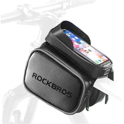 ROCKBROS Bike Bag Waterproof Top Tube Phone Bag Front Frame Mountain Bicycle Touch Screen Cell Phone Holder Pouch Compatible with iPhone X, 8 Plus 7