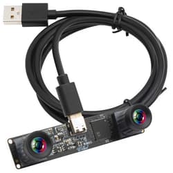 ELP 210fps Monochrome Global Shutter USB Camera Module - Dual Lens Synchronization B/W Web for PC, 800P 120fps Lightburn, USB2.0 OmniVision OV9281 Binocular (83 No Distortion Lens)